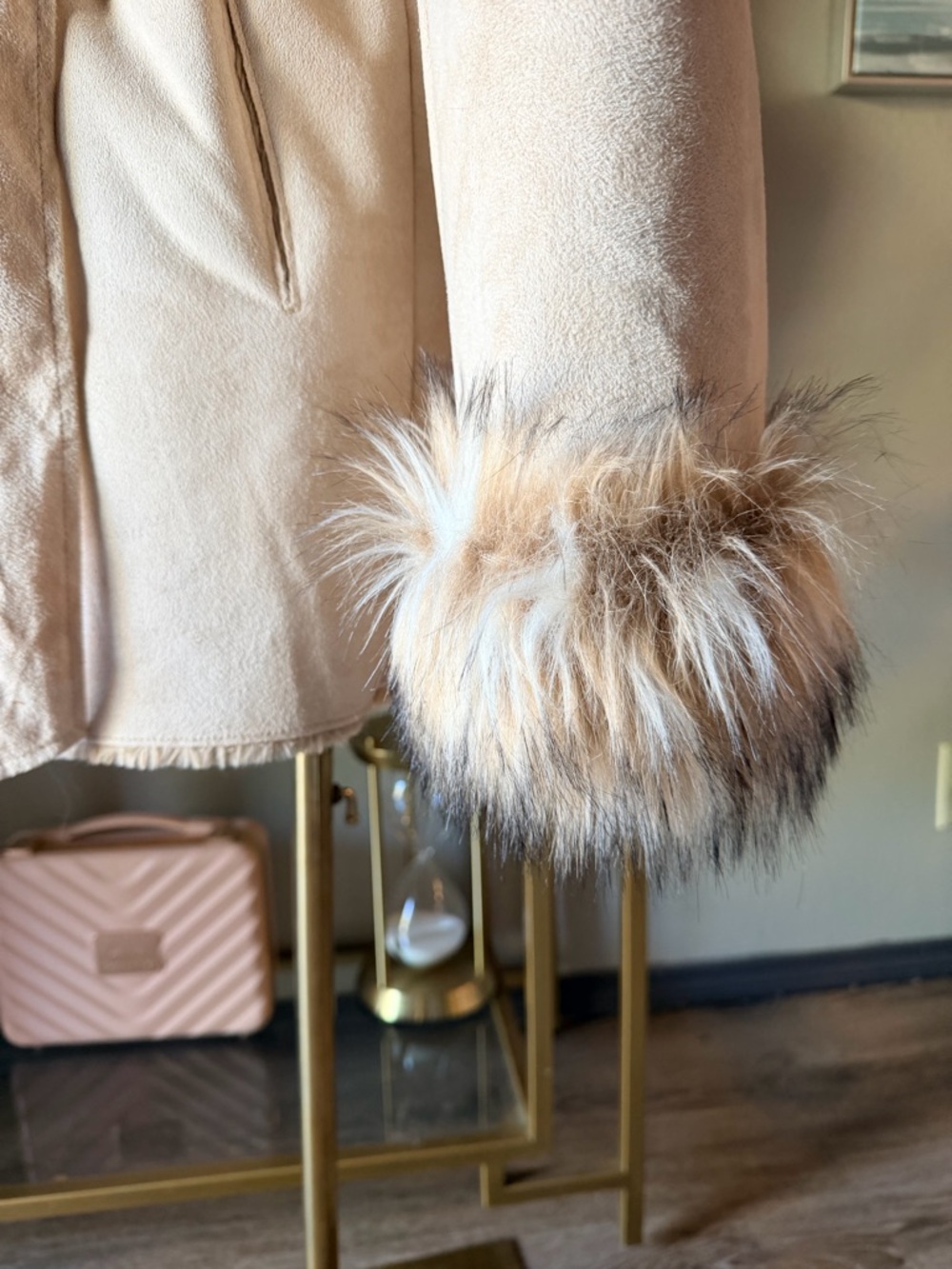 Tasha Polizzi Cream Coat with Faux Fur Trim - Picture 8 of 13